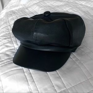 Pleather baker boy hat
